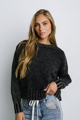 Payton Knit Sweater in Washed Black - FINAL SALE