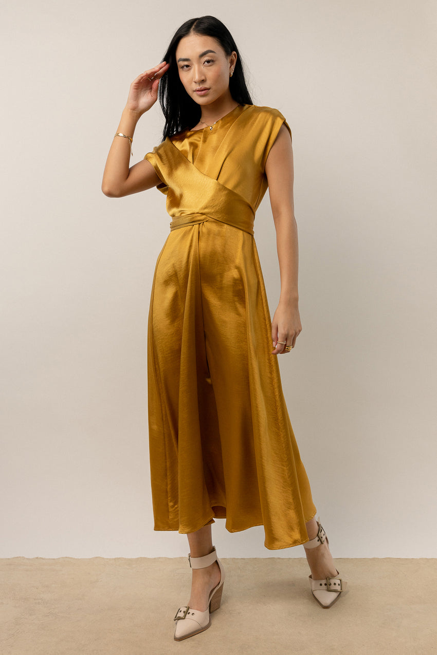 Rosalind Midi Dress In Mustard - Final Sale