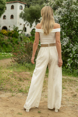 Hallie Wide Leg Pants In Oatmeal - Final Sale