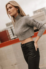Mickie Cropped Sweater In Grey - Final Sale