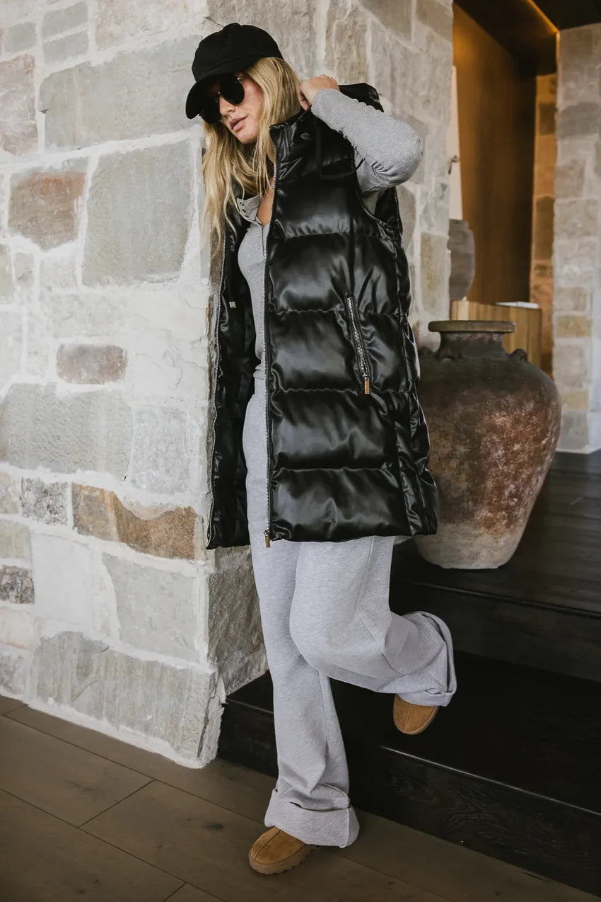 Layla Puffer Vest In Black - Final Sale