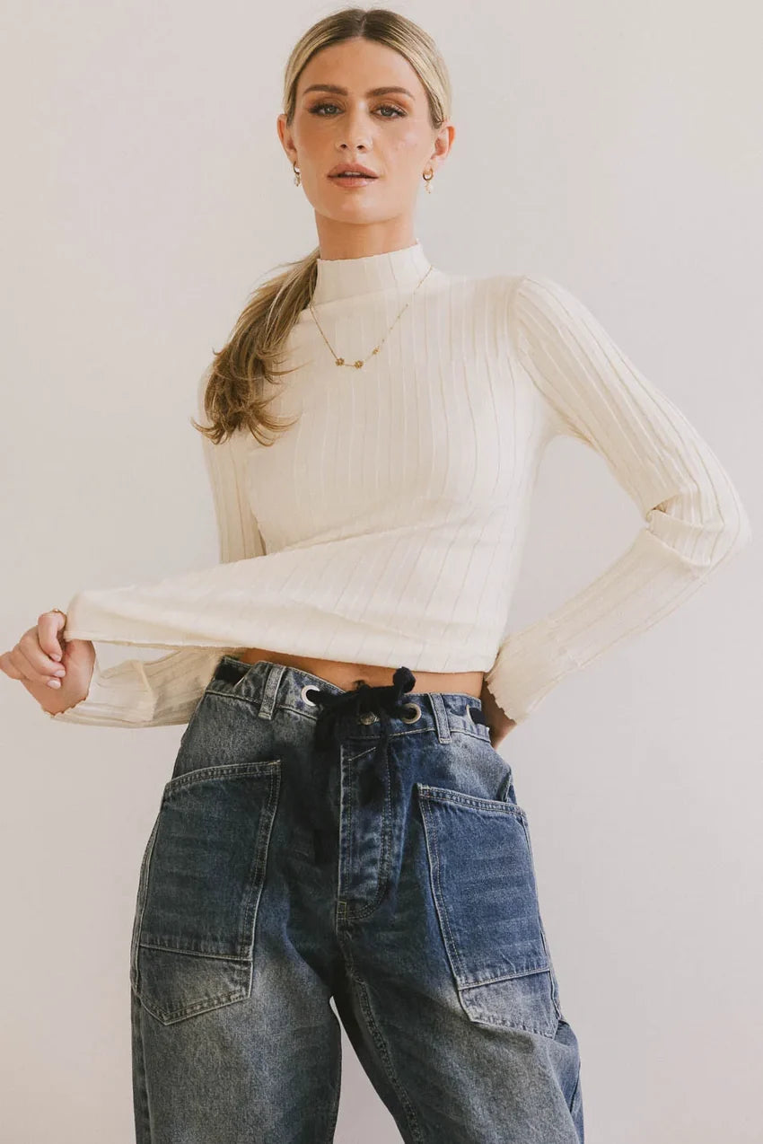 Winnie Ribbed Top in Cream - FINAL SALE