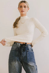 Winnie Ribbed Top in Cream - FINAL SALE