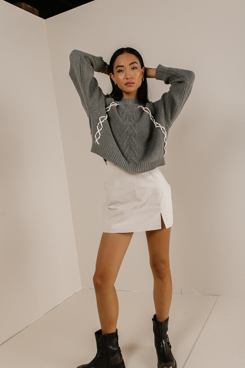 Bella Knit Sweater In Grey - Final Sale