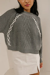 Bella Knit Sweater In Grey - Final Sale
