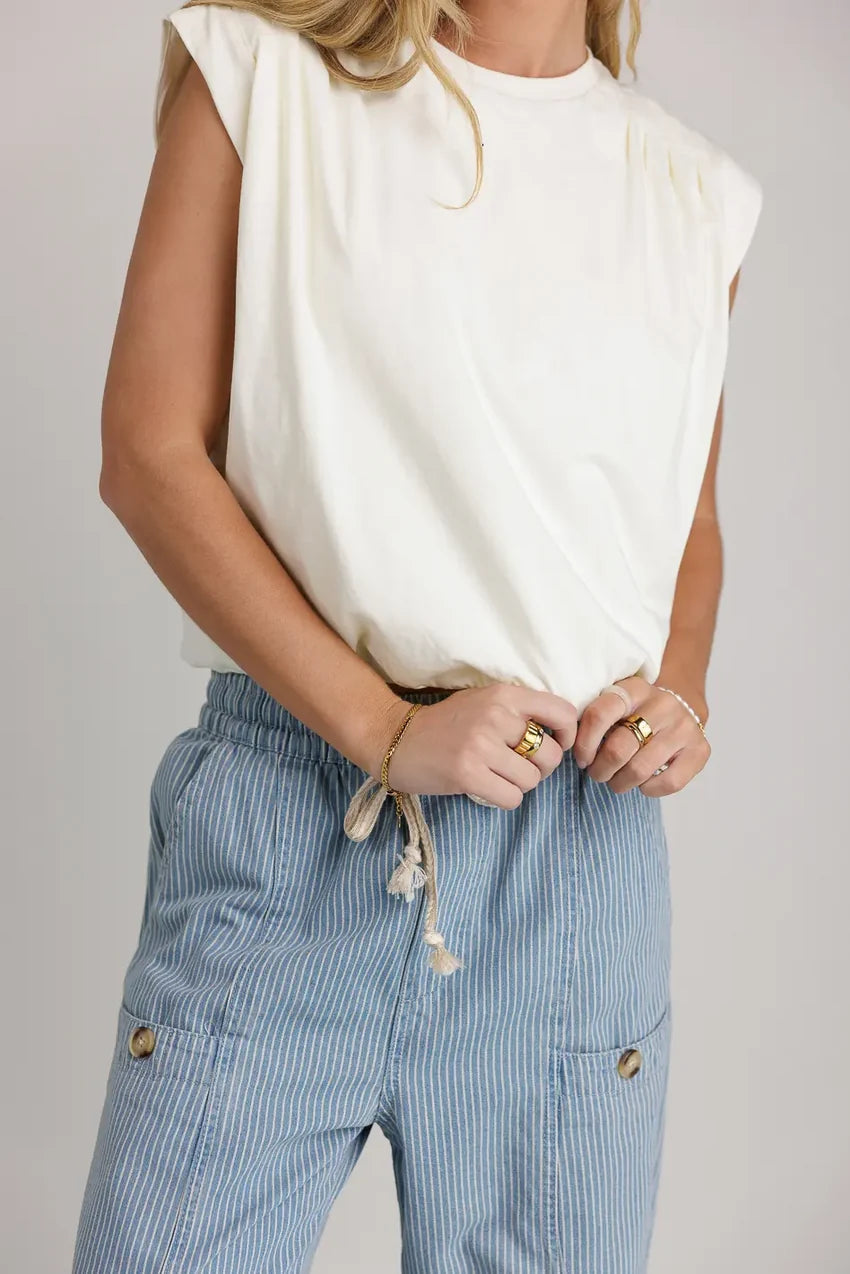 Kaidence Muscle Tee in Ivory - FINAL SALE