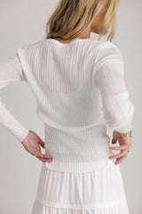 Mauryn Ribbed Top In White - Final Sale