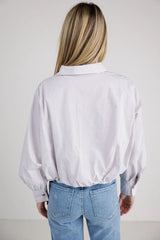 Rayna Striped Collared Top In Taupe - Final Sale