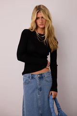 Mauryn Ribbed Top In Black - Final Sale