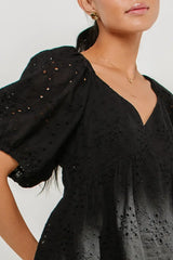 Jaime Eyelet Mini Dress In Black - Final Sale