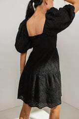 Jaime Eyelet Mini Dress In Black - Final Sale