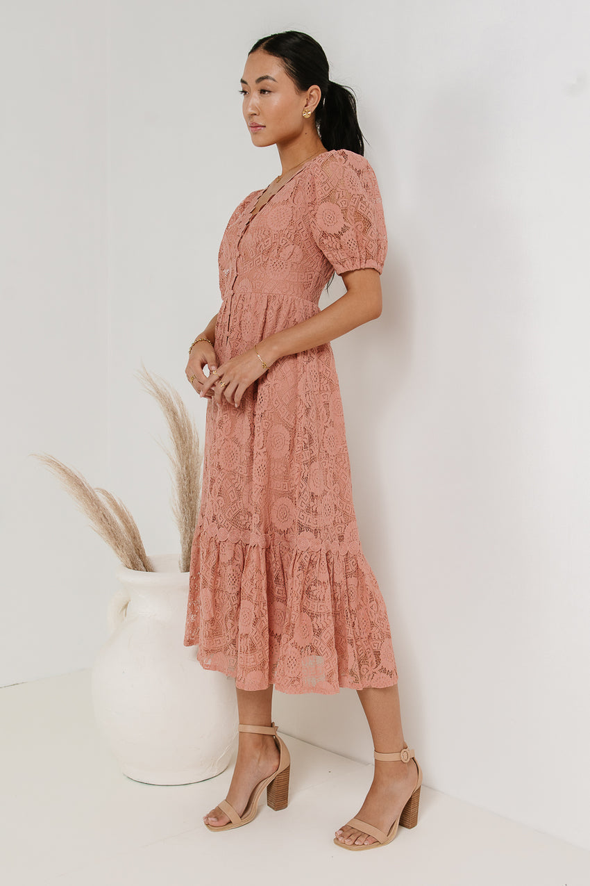 Rowan Lace Dress In Pink - Final Sale
