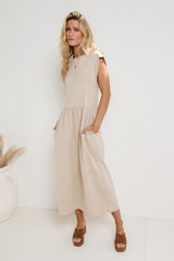 Louie Midi Dress in Beige - FINAL SALE