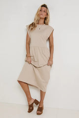Louie Midi Dress In Beige - Final Sale