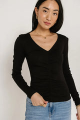 Mackenzie Ruched Top In Black - Final Sale