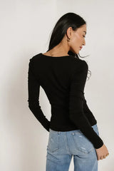 Mackenzie Ruched Top In Black - Final Sale