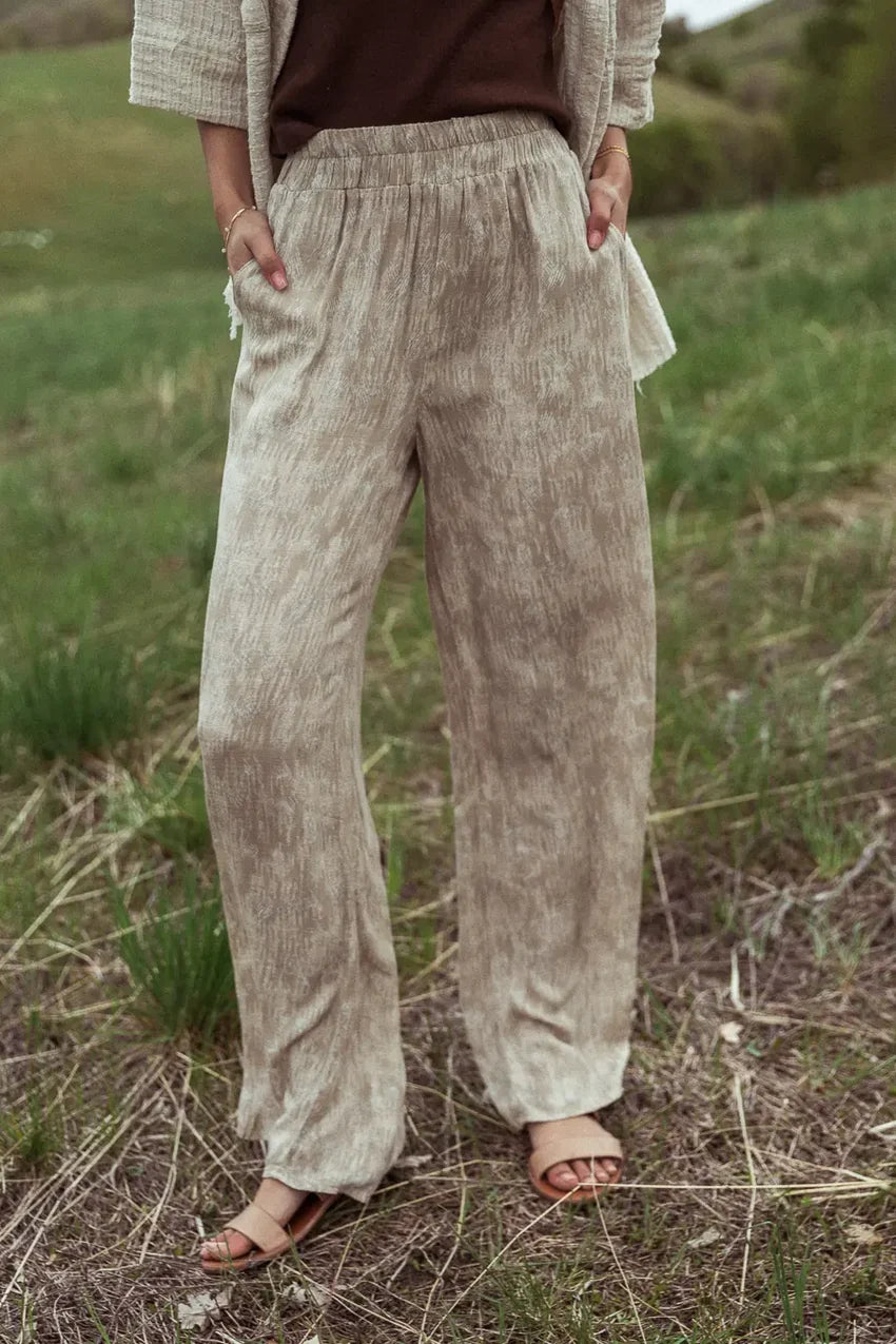 Verity Printed Pants in Natural - FINAL SALE