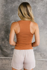 Sleek Jersey Solid Tank In Rust - Final Sale