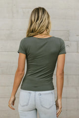 Scoop Neck Tee In Charcoal - Final Sale