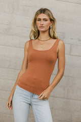 Scoop Neck Tank In Rust - Final Sale