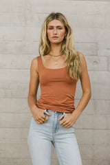 Scoop Neck Tank in Rust - FINAL SALE