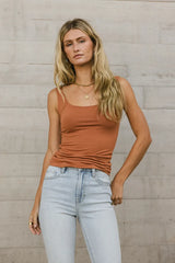 Scoop Neck Tank In Rust - Final Sale