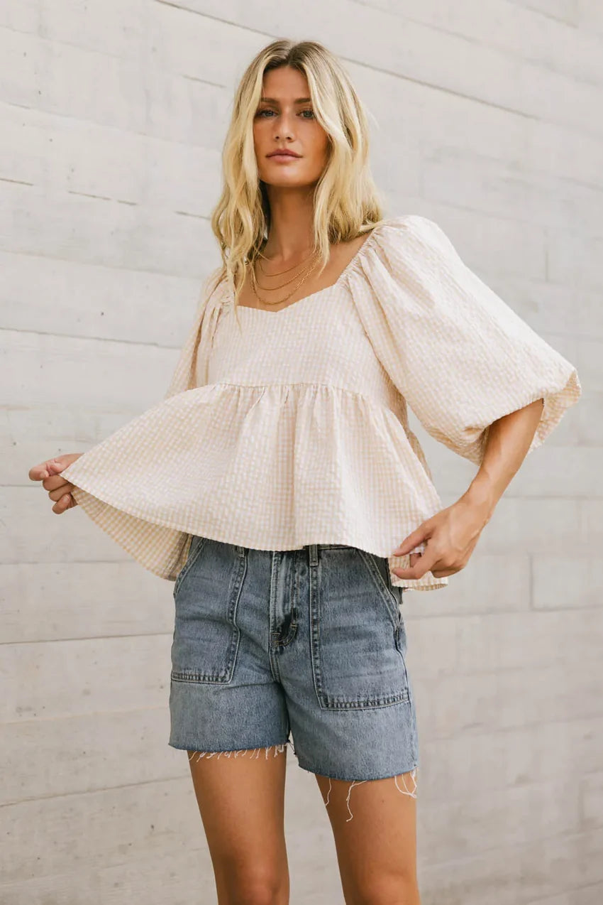 Delilah Gingham Peplum Top - FINAL SALE
