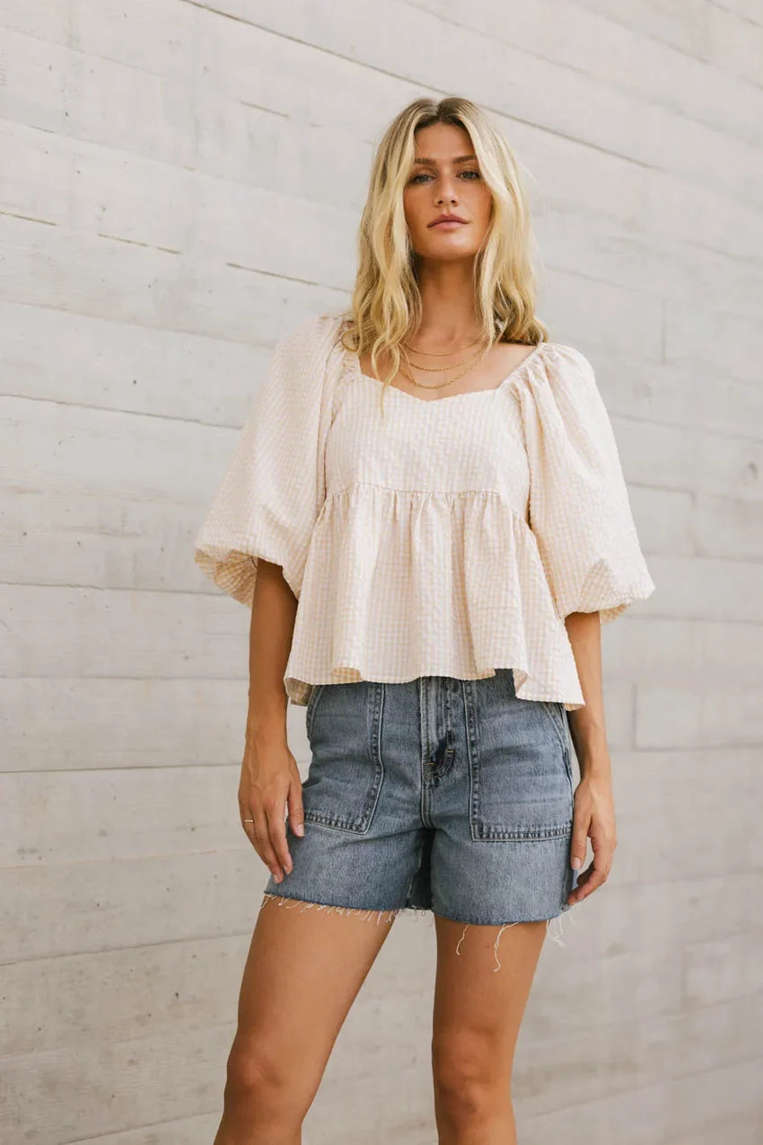 Delilah Gingham Peplum Top - Final Sale