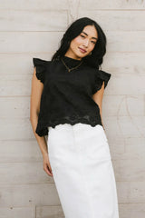 Fia Embroidered Blouse In Black - Final Sale