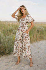 Dorothea Floral Midi Dress in Mocha - FINAL SALE