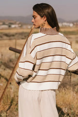 Kandy Half Zip Sweater In Ecru - Final Sale