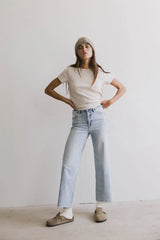 Briony Basic Tee In Oatmeal - Final Sale