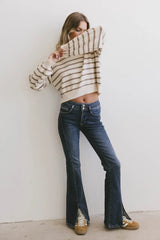 Roelle Striped Sweater In Camel - Final Sale