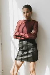 Linnea Lace Top In Burgundy - Final Sale
