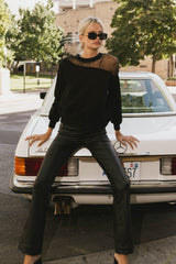 Sandry Tulle Crewneck In Black - Final Sale