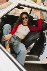 Becca Raglan Tee in Red - FINAL SALE
