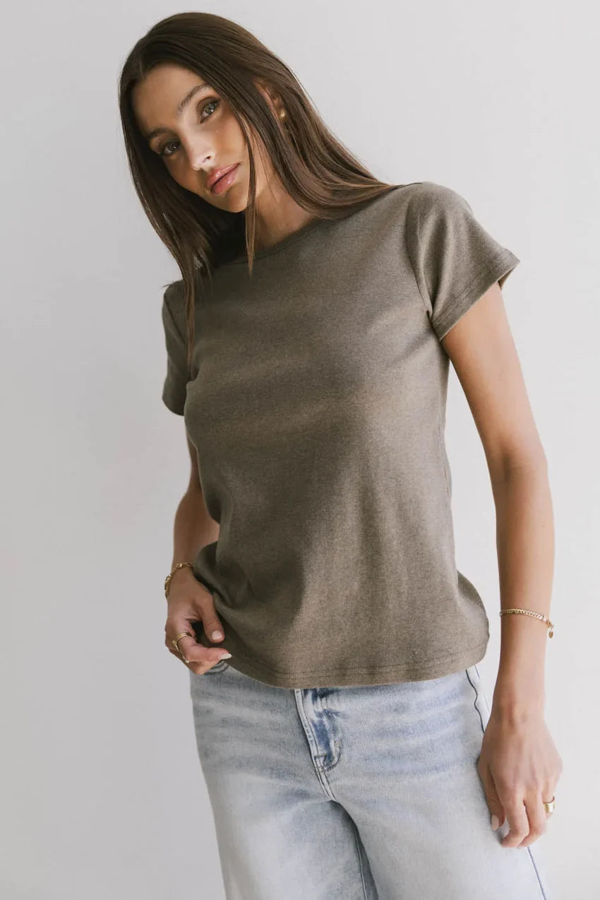 Briony Basic Tee In Olive - Final Sale