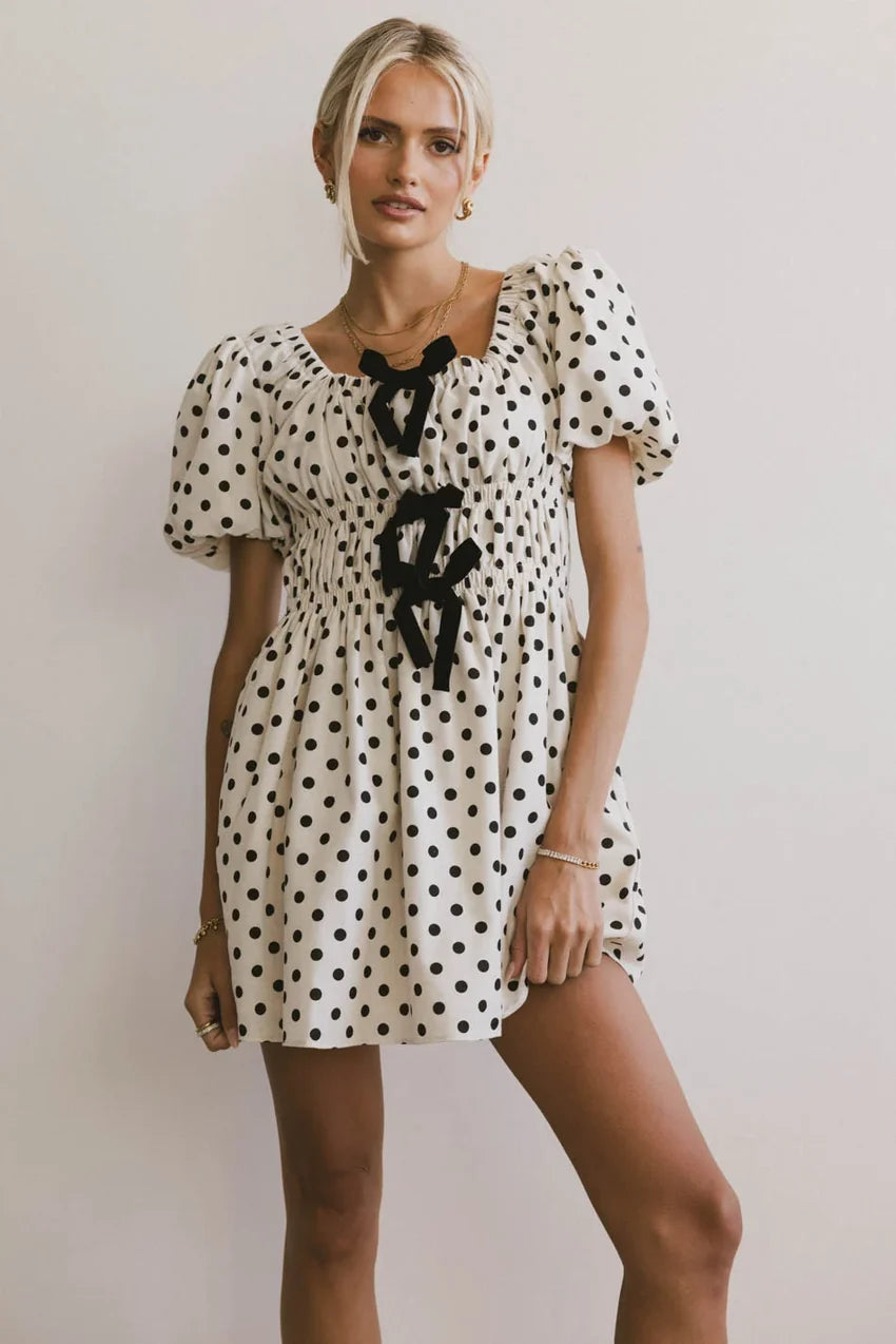 The Velveteen Bow Mini Dress - Final Sale