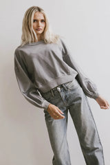 Sutton Exposed Seam Crewneck In Grey - Final Sale
