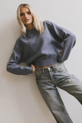 Leander Knit Sweater in Dark Blue - FINAL SALE