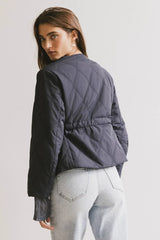 Zola Quilted Jacket In Navy - Final Sale