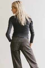 Polly Scoop Neck Top In Navy - Final Sale