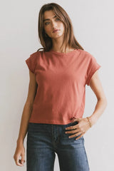 Harry Cutoff Top in Brick - FINAL SALE