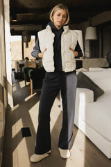 Bellese Quilted Puffer Vest In Bone - Final Sale