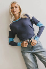 Sarai Ribbed Top in Blue - FINAL SALE