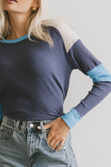 Sarai Ribbed Top In Blue - Final Sale