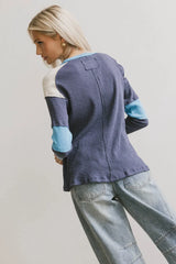 Sarai Ribbed Top In Blue - Final Sale