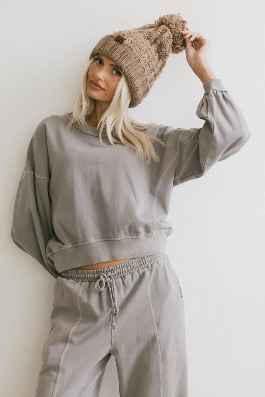 Sutton Exposed Seam Crewneck in Grey - FINAL SALE