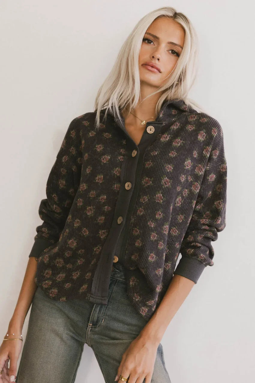 Tarah Knit Jacket in Charcoal - FINAL SALE