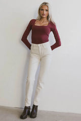 Tatiana Scoop Neck Top In Burgundy - Final Sale